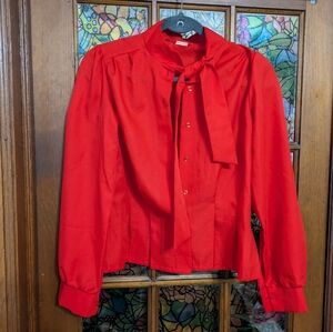 Vintage Red Blouse with Bow small